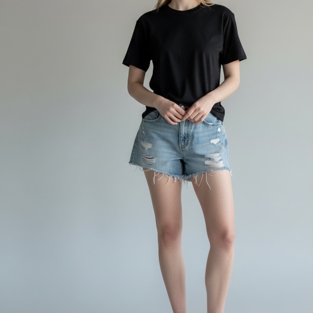 Distressed Denim Shorts